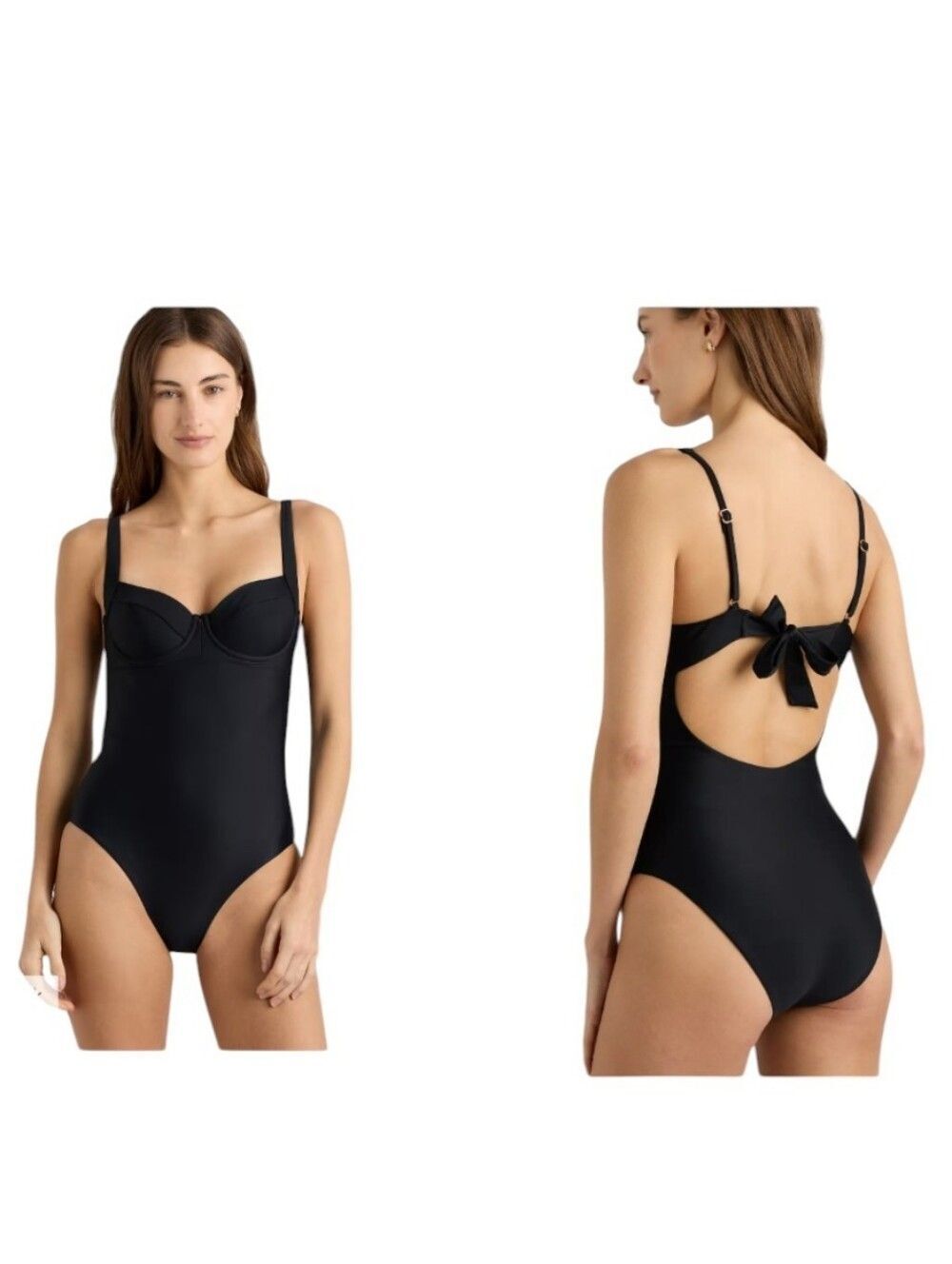NWT Quince Italian Underwire One-Piece Swimsuit Black Size M